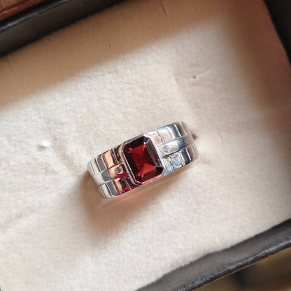 Blaze Natural Garnet Men's Ring