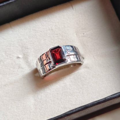 Blaze Natural Garnet Men's Ring