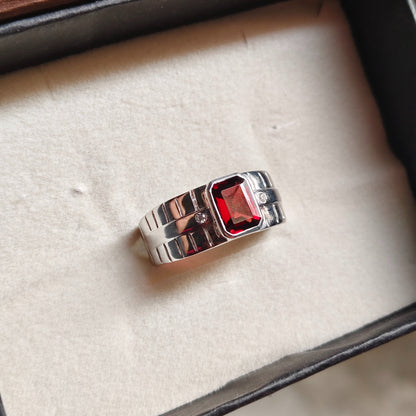 Blaze Natural Garnet Men's Ring
