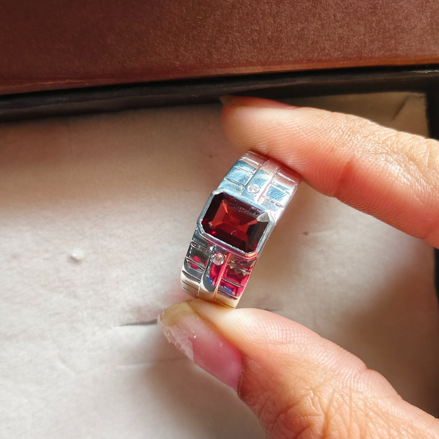 Blaze Natural Garnet Men's Ring