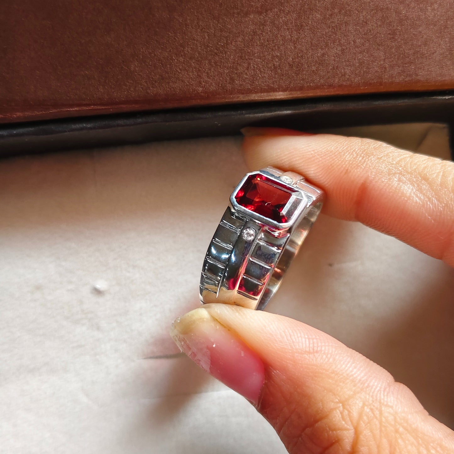 Blaze Natural Garnet Men's Ring