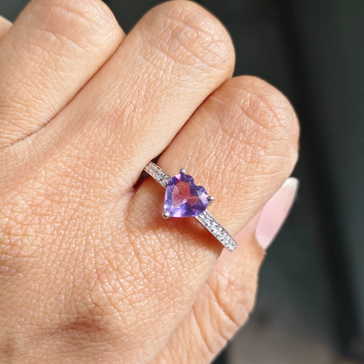 All my heart Natural Amethyst ring