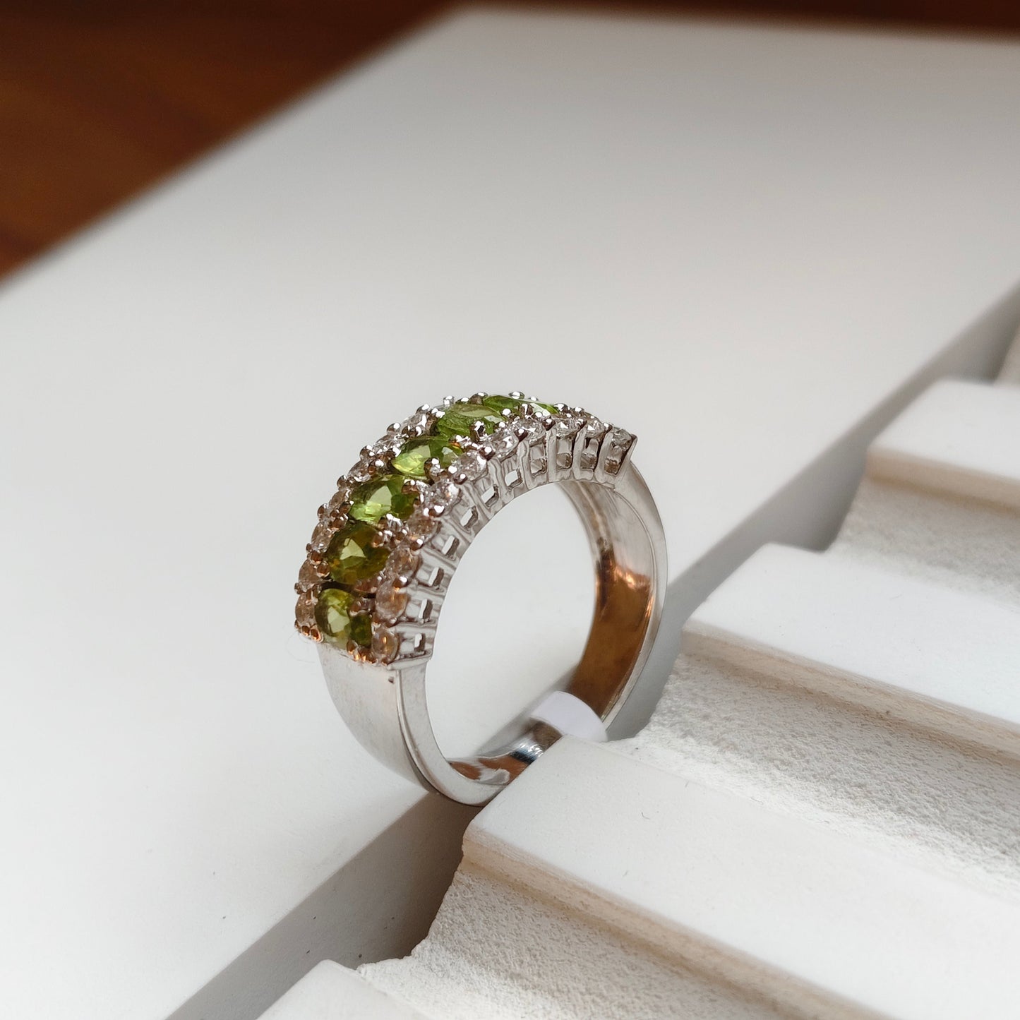 Twinkling Peridot Silver Ring