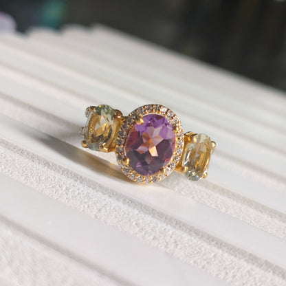 Duo Harmony Amethyst Ring