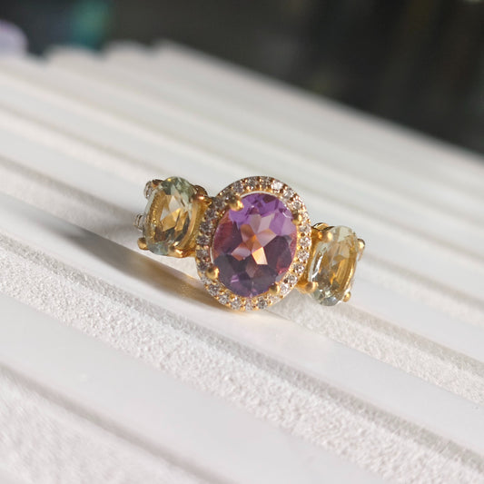 Duo Harmony Amethyst Ring