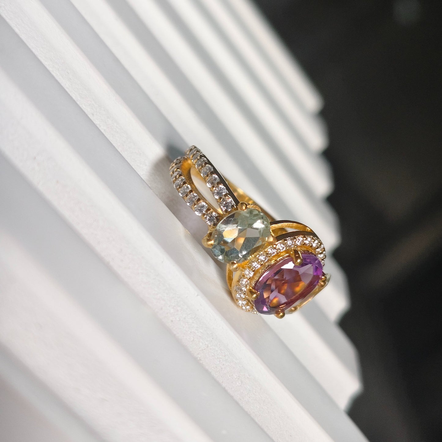 Duo Harmony Amethyst Ring