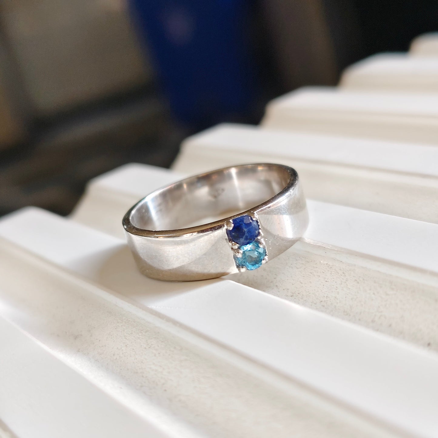 Orion Natural Blue Topaz and Lapis Men's Ring
