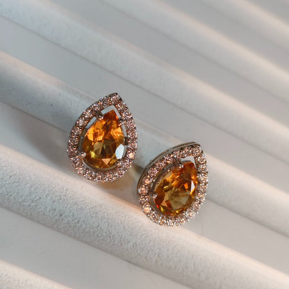 Pear of Joy Citrine Studs