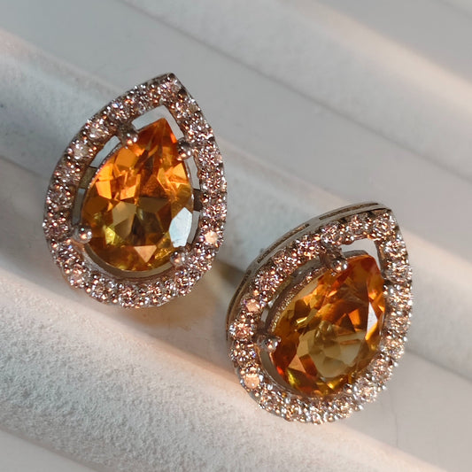 Pear of Joy Citrine Studs