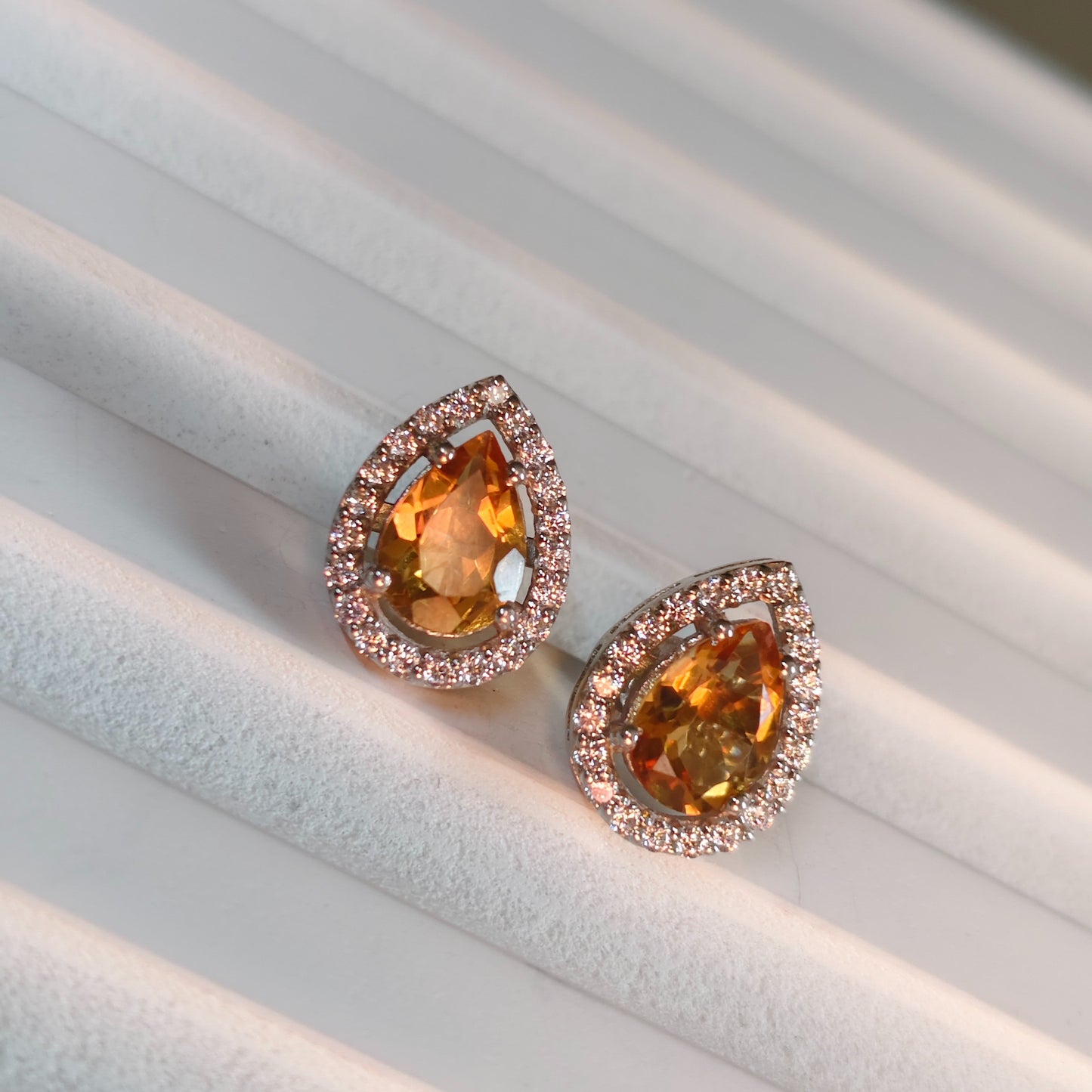 Pear of Joy Citrine Studs