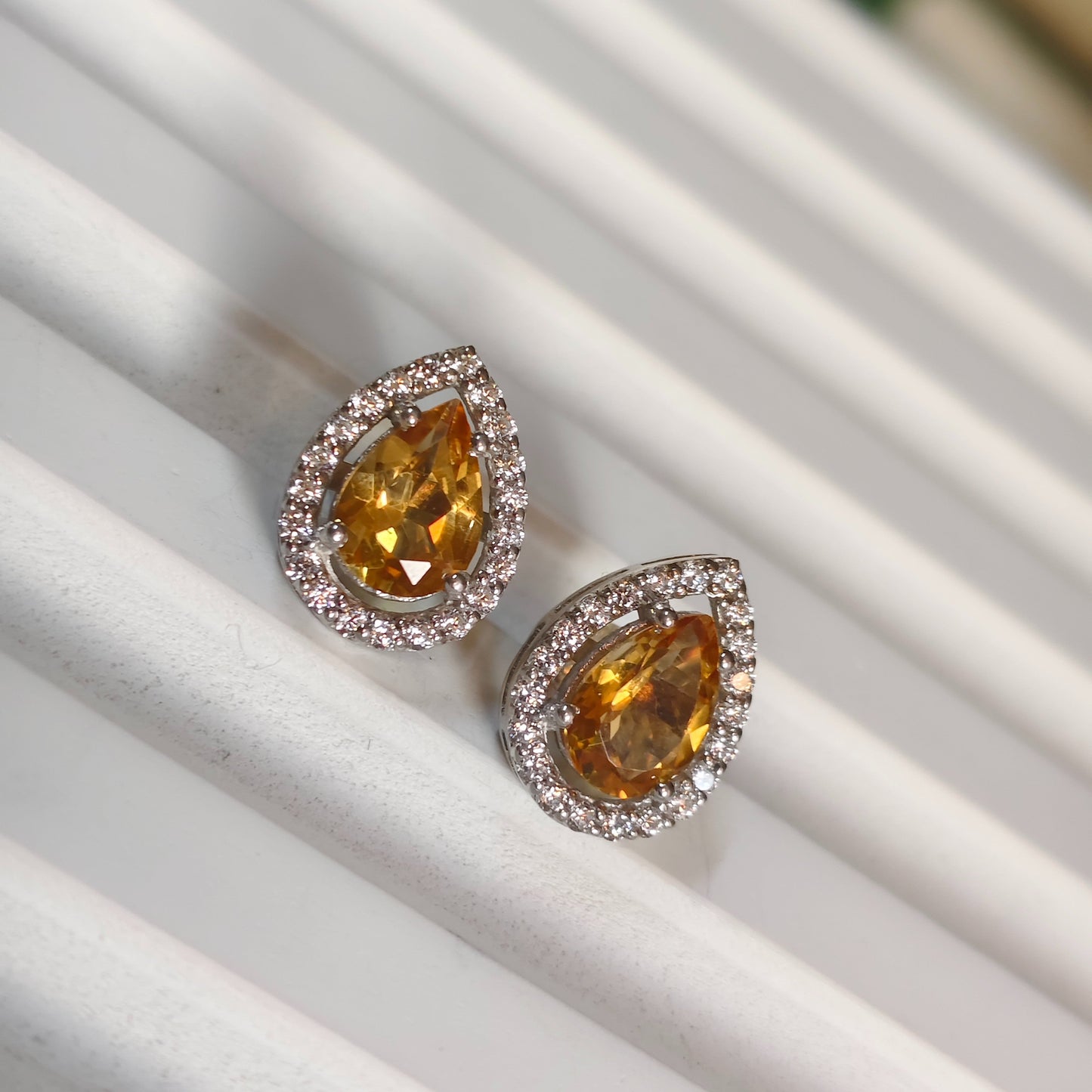Pear of Joy Citrine Studs