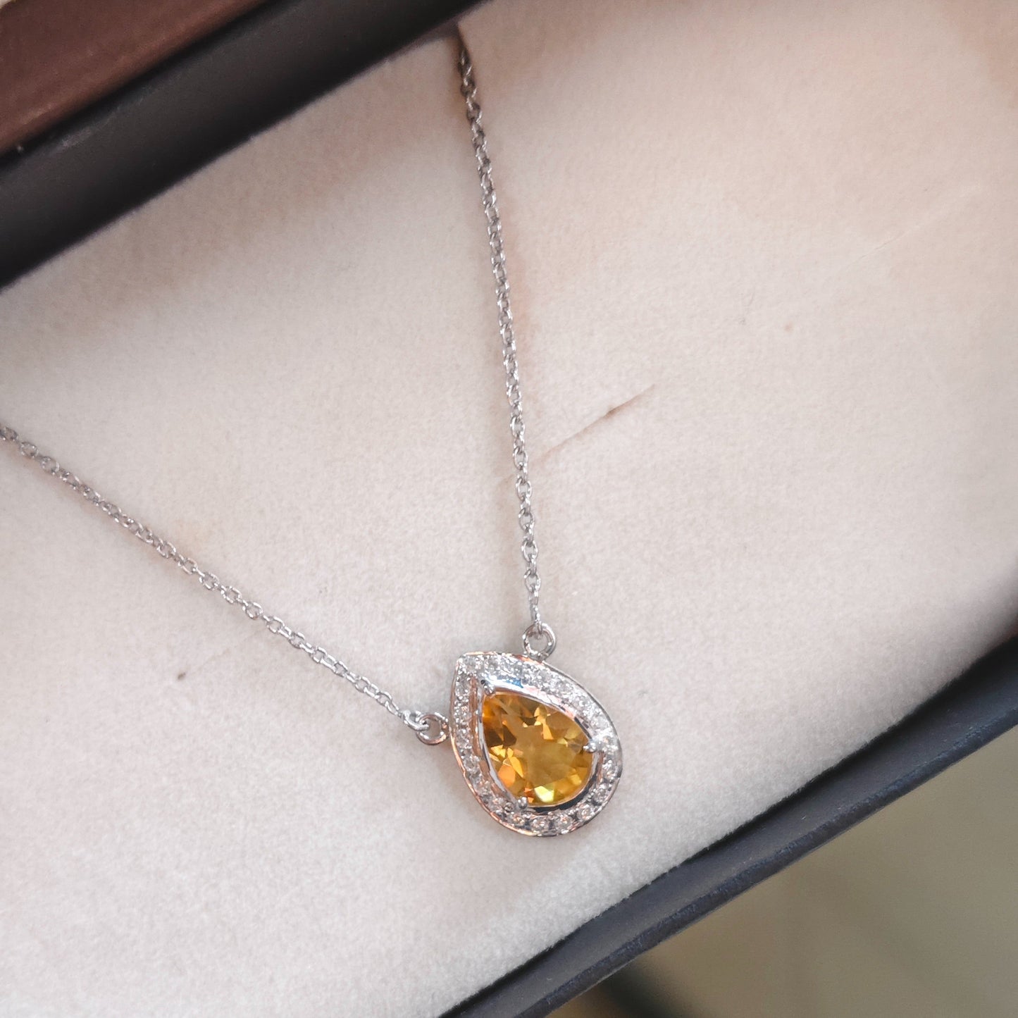 Pear of Joy Citrine Pendant With Chain