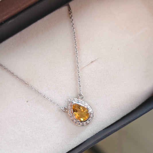 Pear of Joy Citrine Pendant With Chain