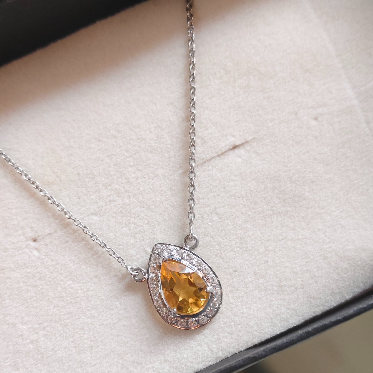 Pear of Joy Citrine Pendant With Chain