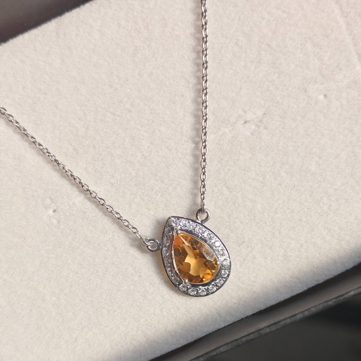 Pear of Joy Citrine Pendant With Chain