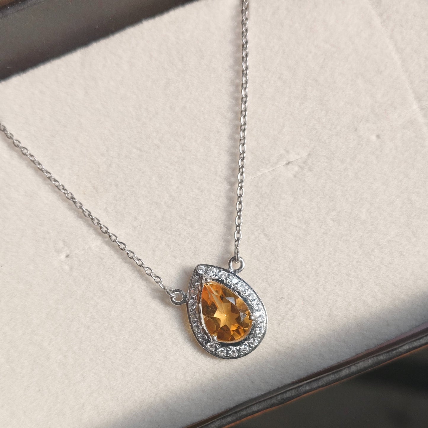 Pear of joy Citrine Pendant and Earring Set