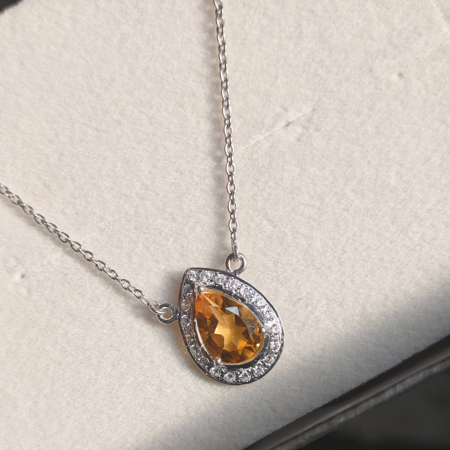 Pear of Joy Citrine Pendant With Chain