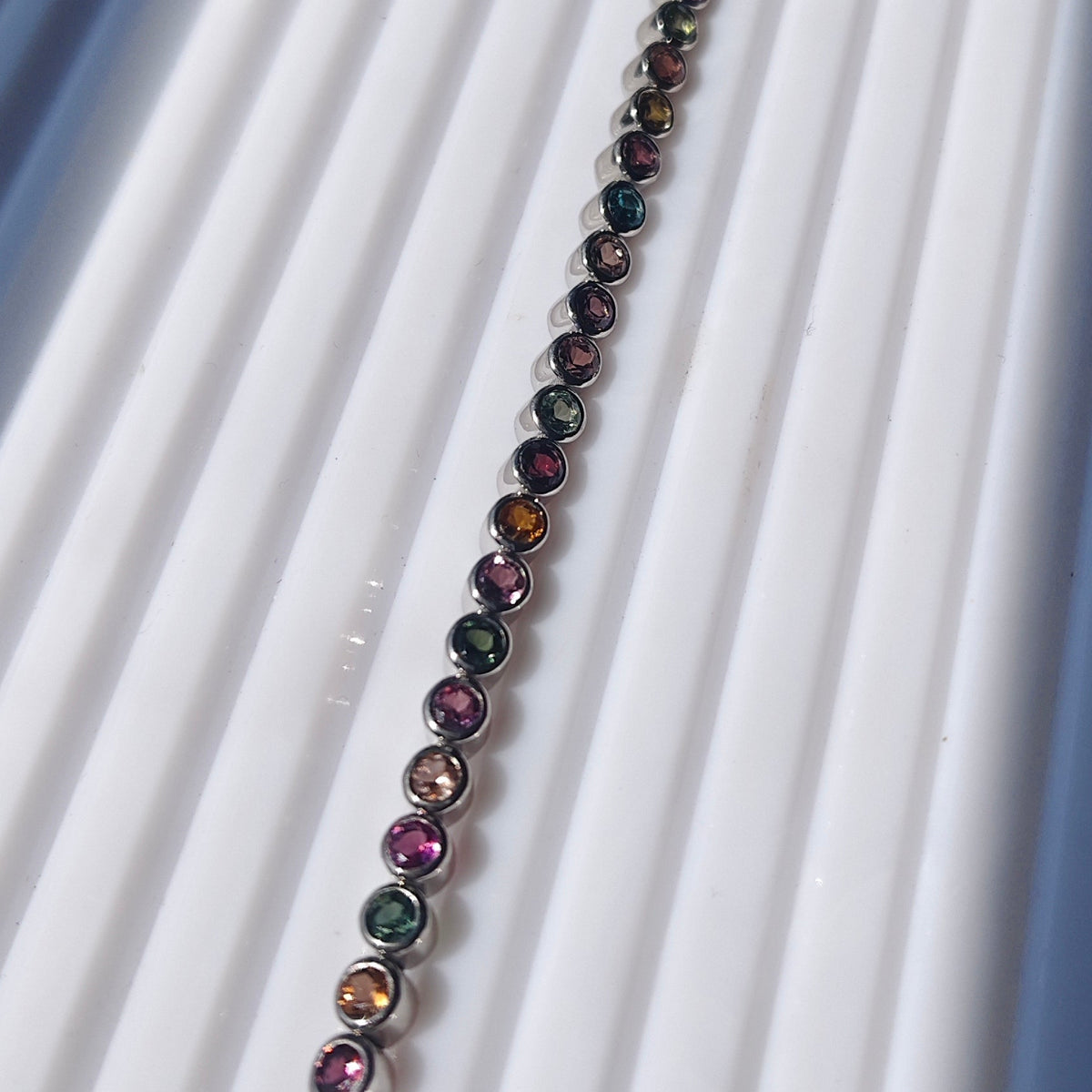 Color Blush Natural Gemstone Tennis Bracelet