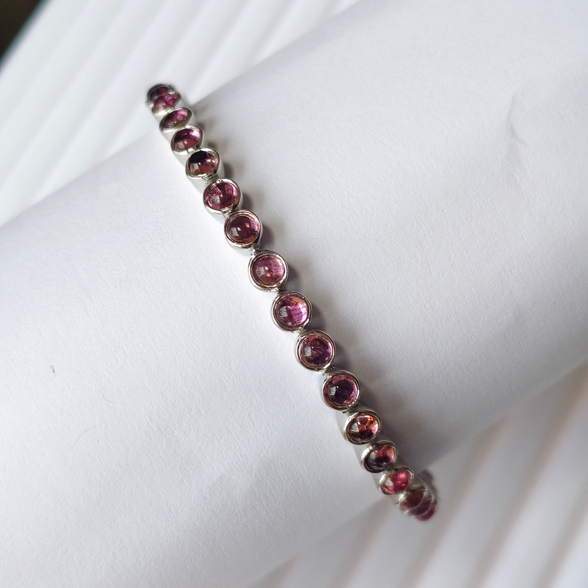 Berry blush pink tourmaline tennis bracelet