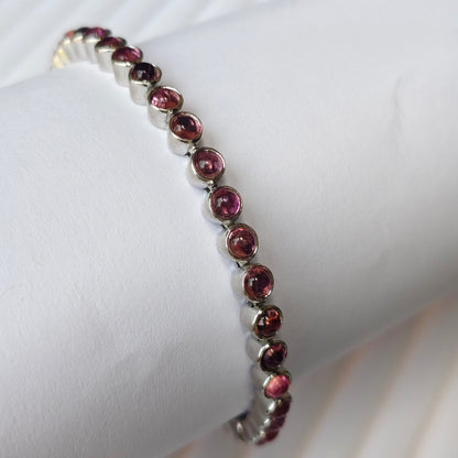 Berry blush pink tourmaline tennis bracelet