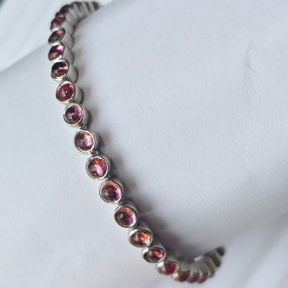 Berry blush pink tourmaline tennis bracelet