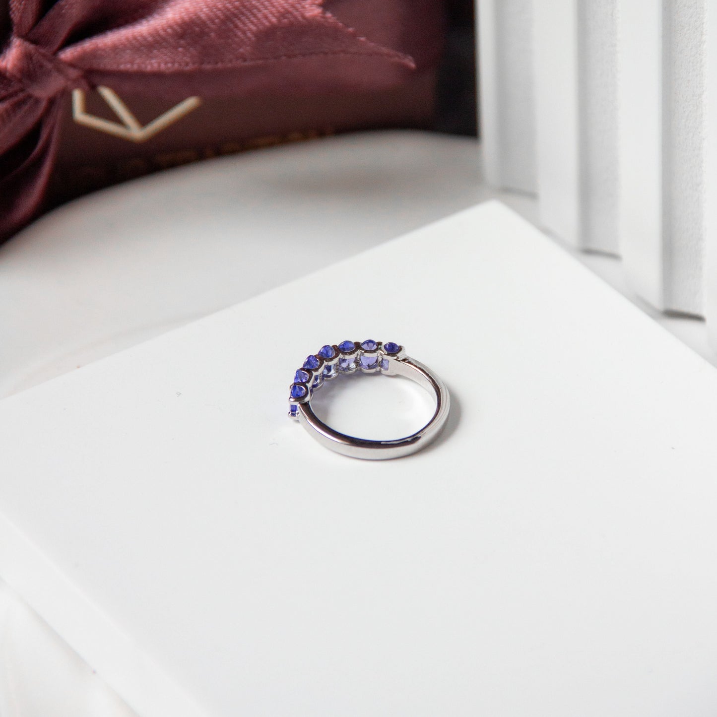 Graceful Curve Natural Tanzanite Band