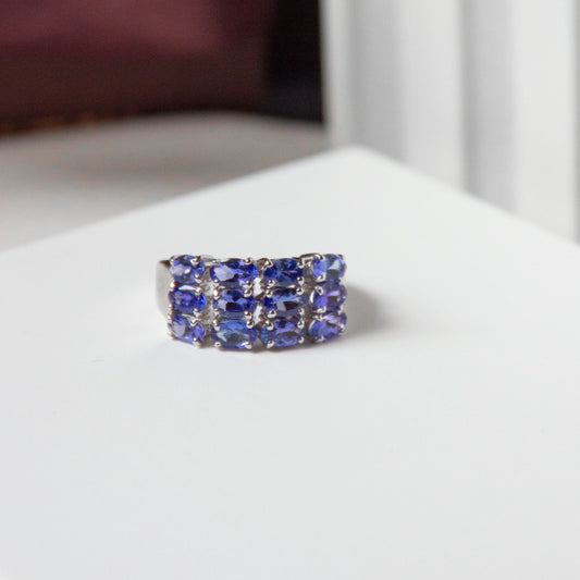 Clustered Natural Tanzanite Nest Ring