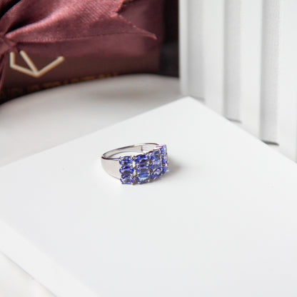 Clustered Natural Tanzanite Nest Ring