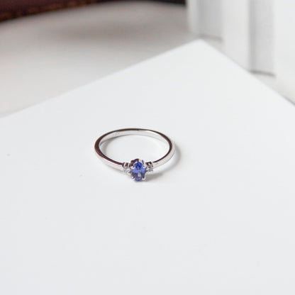 VertiOval Natural Tanzanite Silver Ring
