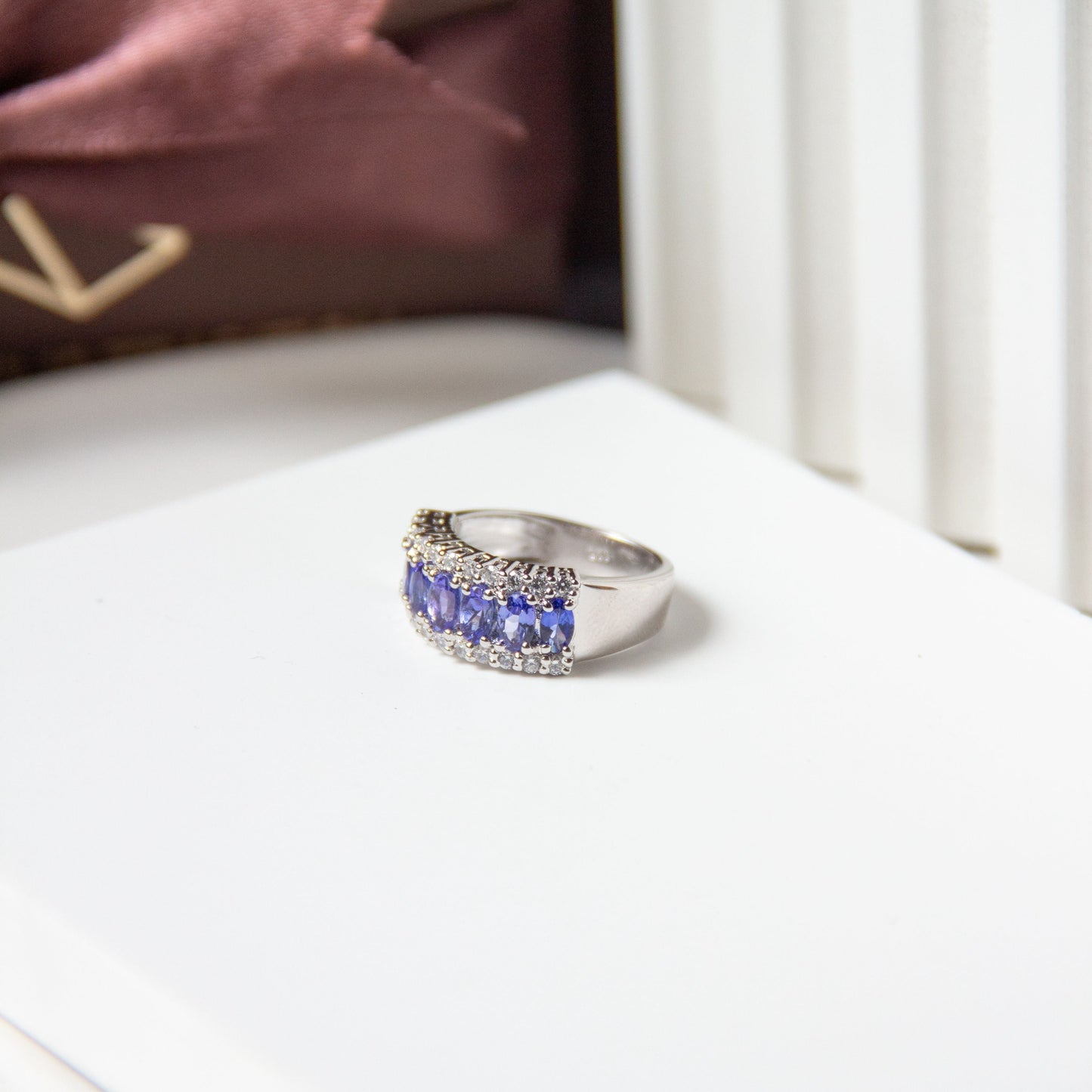Twinkling Natural Tanzanite Silver Ring
