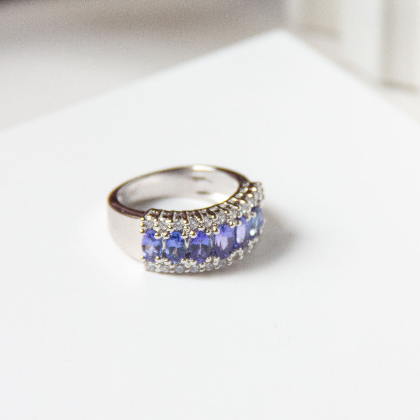 Twinkling Natural Tanzanite Silver Ring