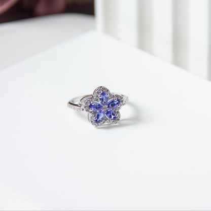 TanzBloom Natural Tanzanite Silver Ring