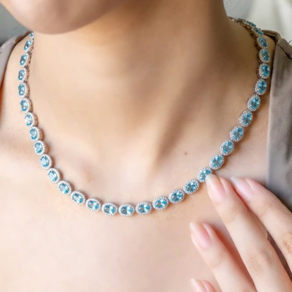 Gemlet Blue Topaz Necklace With Earrings