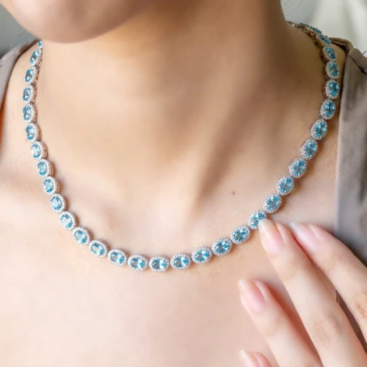 Gemlet Blue Topaz Necklace With Earrings
