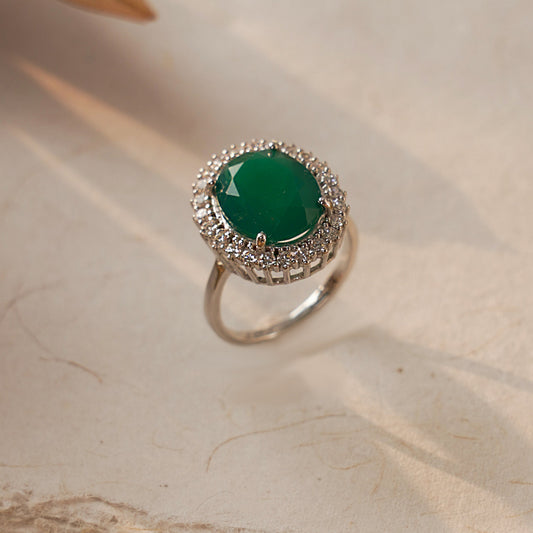 Oval Green Onyx Statement Ring