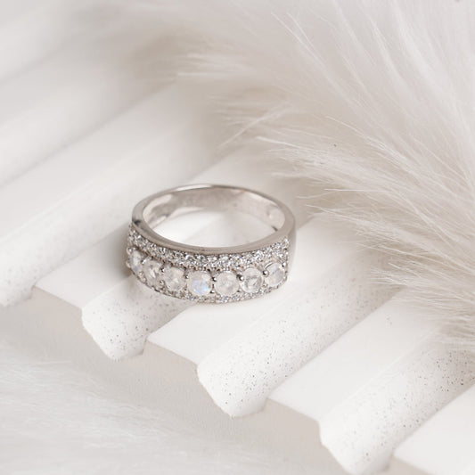 Classic White Rainbow Band Ring Everyday