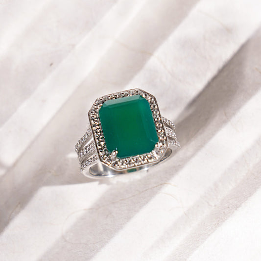 Gleaming Green Onyx Statement Ring