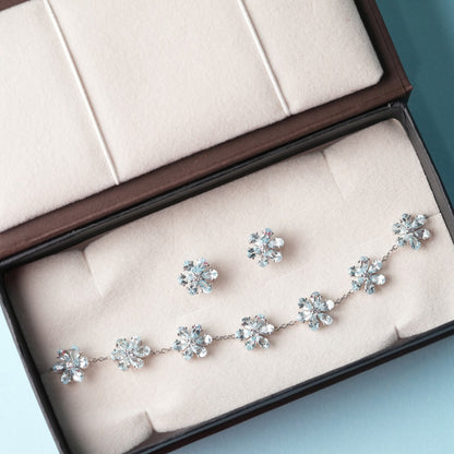 Bloom 925 Silver Sky Blue Topaz Bracelet Set
