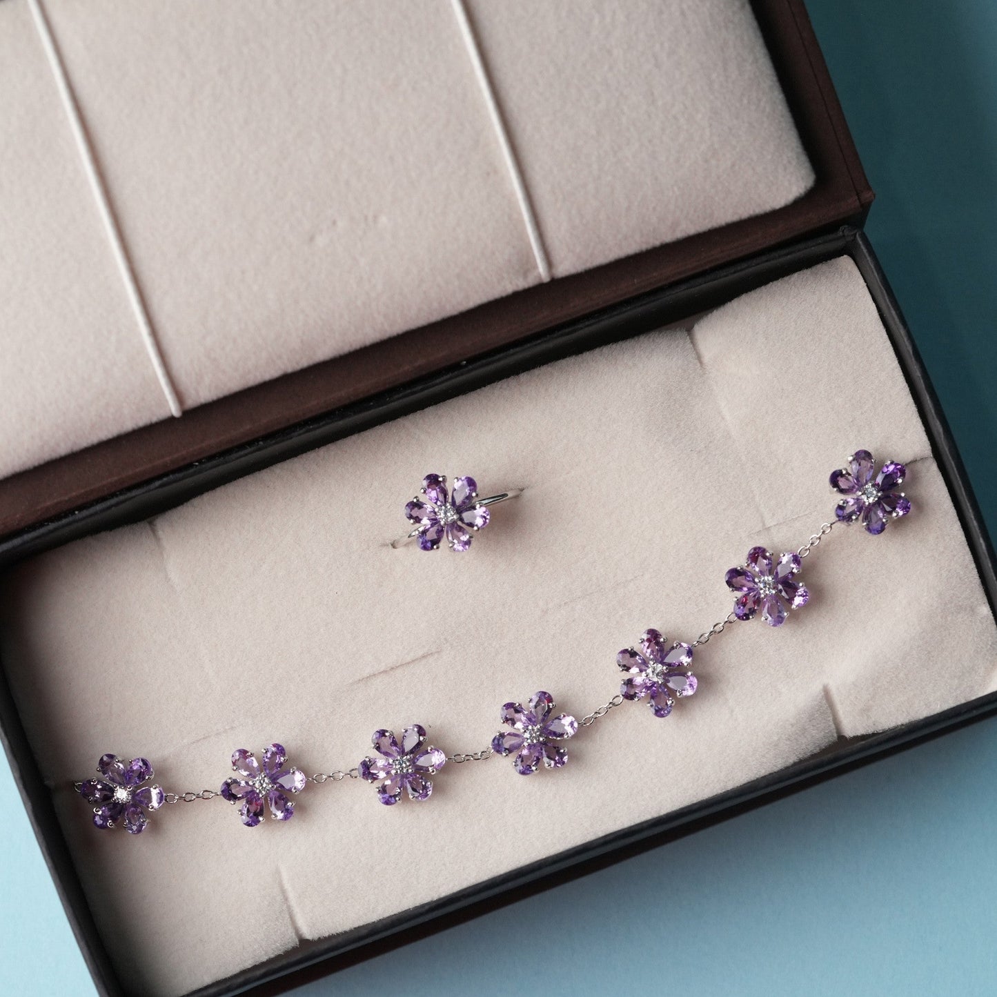 Bloom Natural Amethyst Bracelet and Ring Set