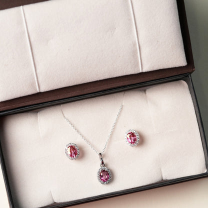 Petite Natural Pink Topaz Pendant and Earring Set