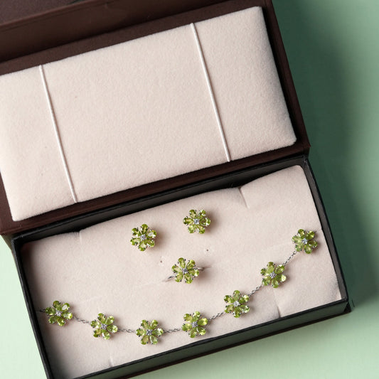 Bloom Natural Peridot Sterling Silver Set