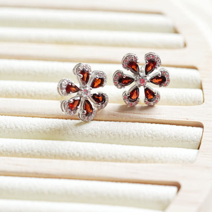 Sol Natural Garnet Pendant and Earring Set