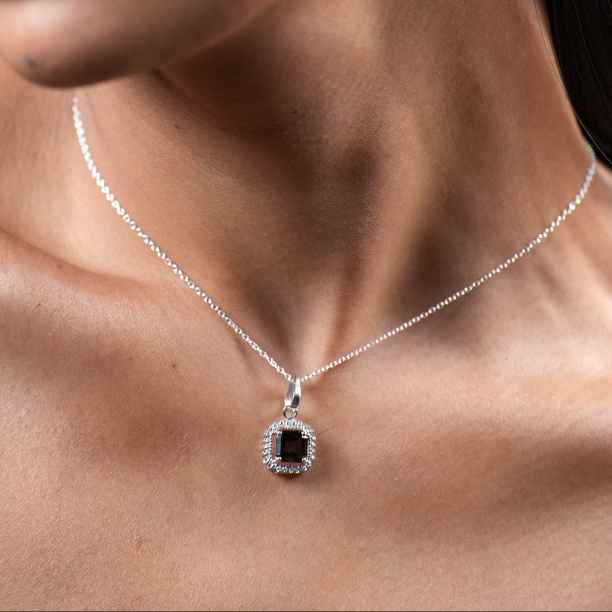 Asscher Cut 925 Silver Smoky Quartz Pendant And Earring Set