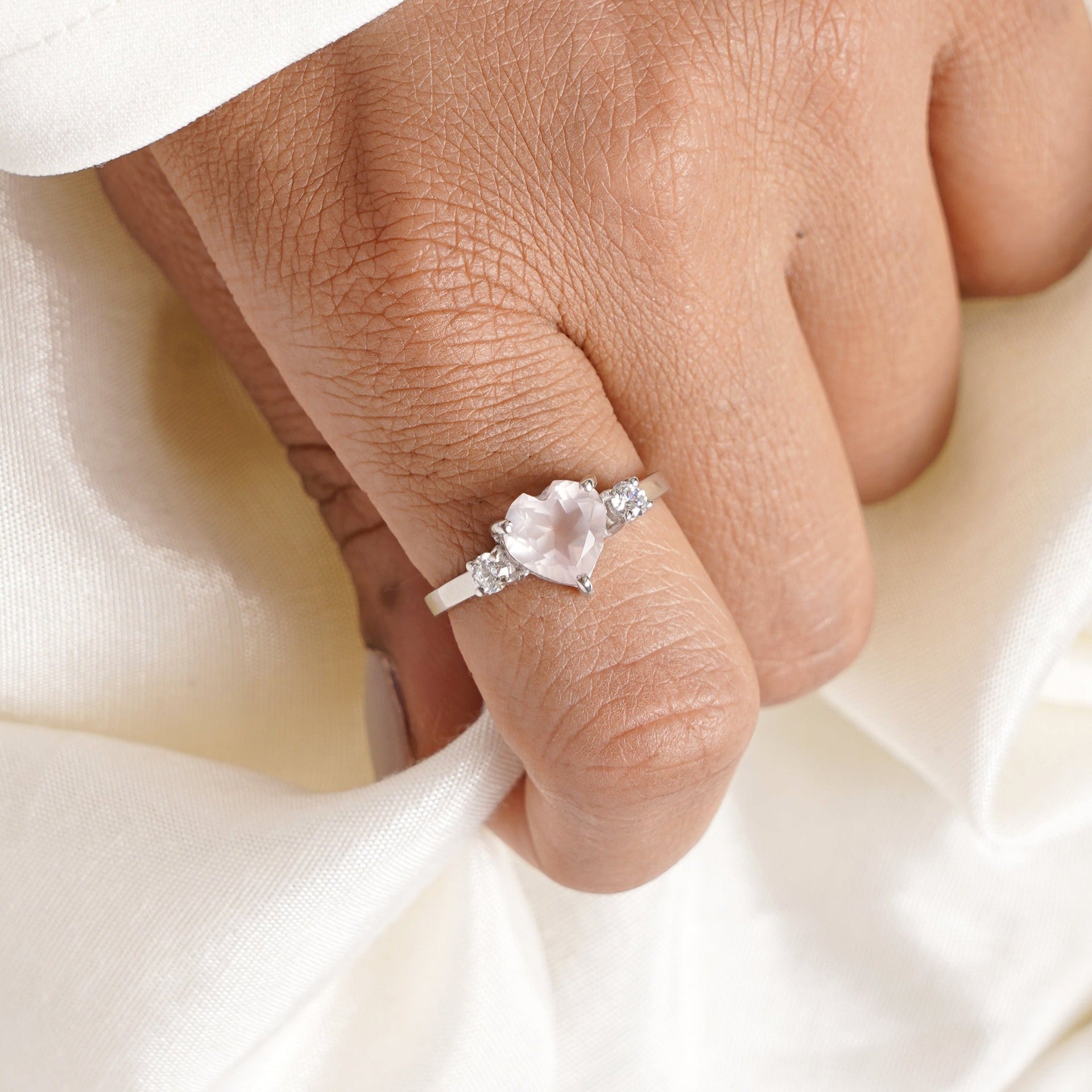 All my Heart Rose Quartz Adjustable Ring – The Jaipur Tradition