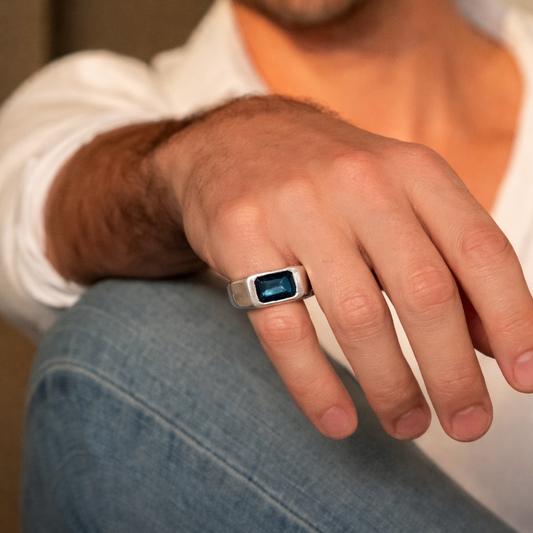Regal Natural London Blue Topaz Men's Ring