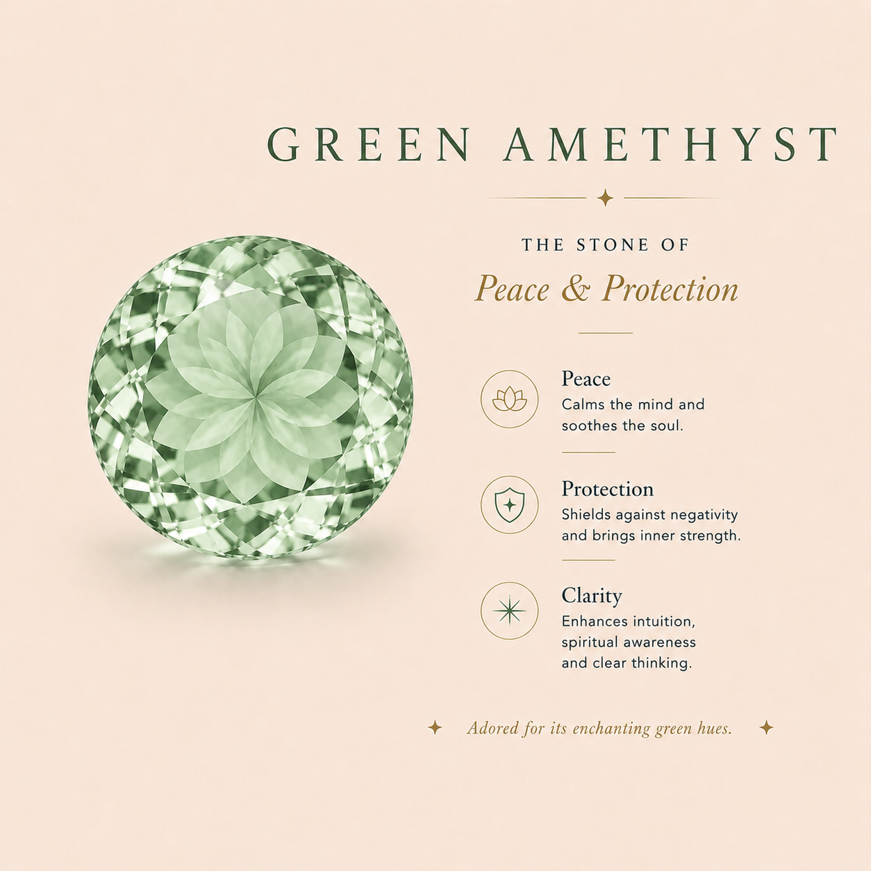 Oval Statement Green Amethyst Pendant With Chain