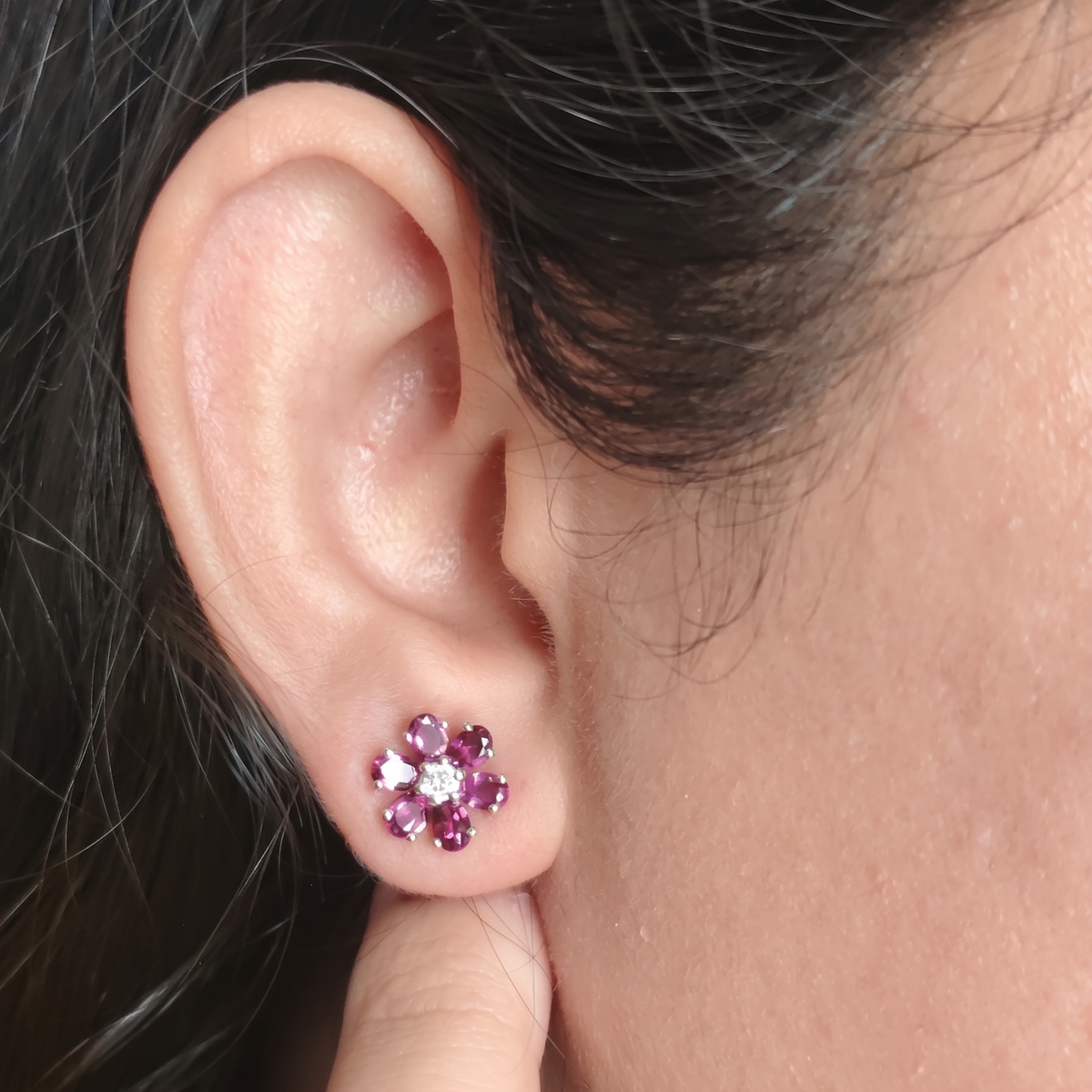 'Bloom' Natural Pink Tourmaline Stud