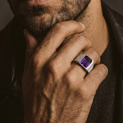 Draven Natural Amethyst Men's Ring