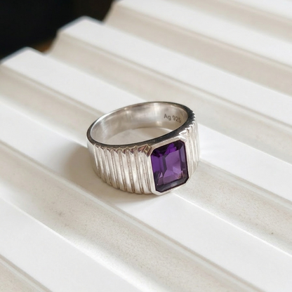 Draven Natural Amethyst Men's Ring