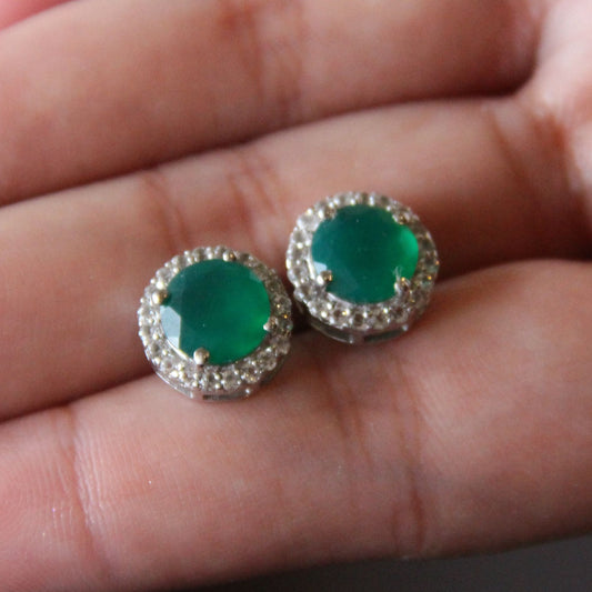 Eternal Round Green Onyx Studs